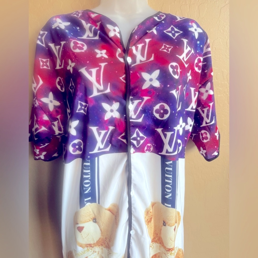 LV Vuitton Harrod’s of London PJ Pajamas Pajama Shirt Dress Large Lounge wear - Picture 3 of 13